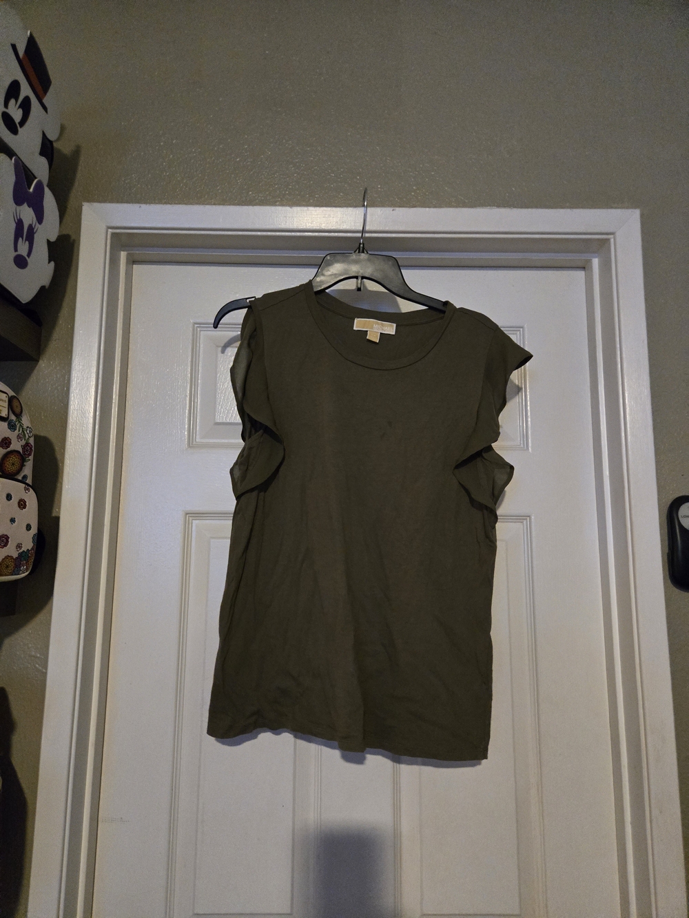 Michael Kors Olive Green Ruffle Sleeve Tank